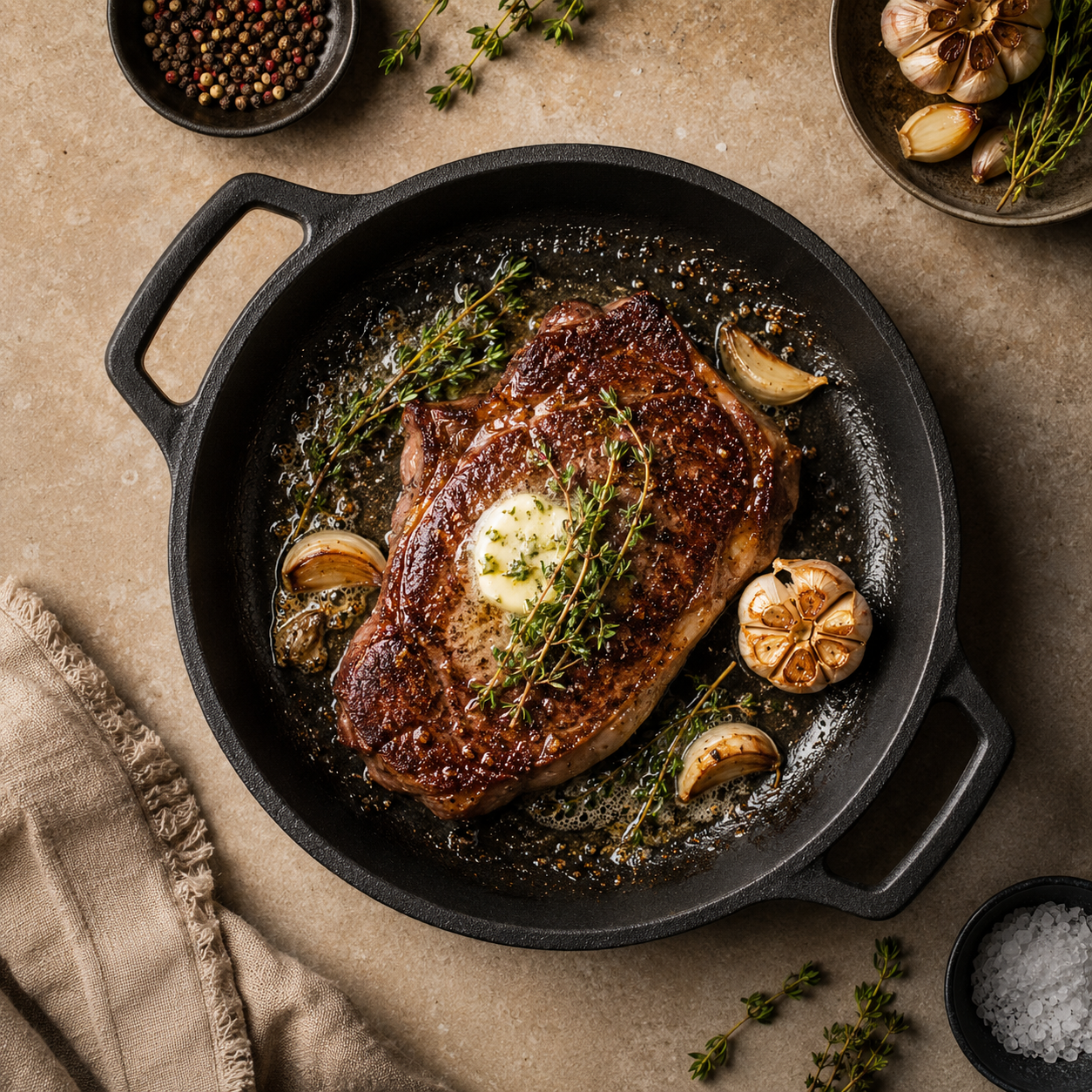 Trimorapatch Round Steak Skillet with Side Handles