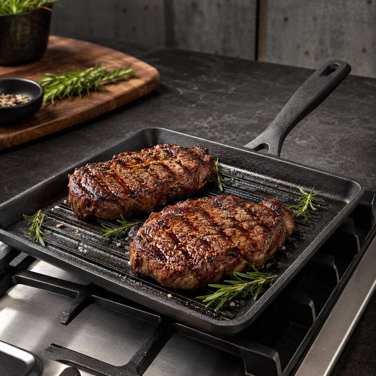 Trimorapatch Square Double-Steak Grill Pan
